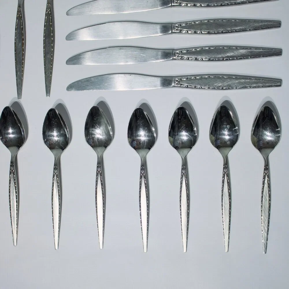Vintage Mid Century Community Oneida Venetia Stainless Steel Flatware 46 Pieces